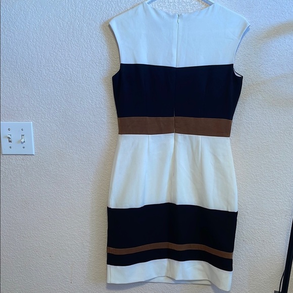 Black and White Sheath Mini Dress with Cap Sleeves - Picture 4 of 6
